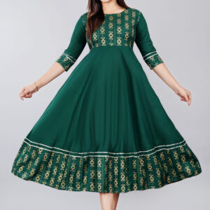 Women Fit and Flare Green Dress